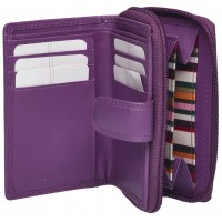 London Leathergoods Medium Zip Round Purse Wallet with Back ID Window in Soft Cow Nappa